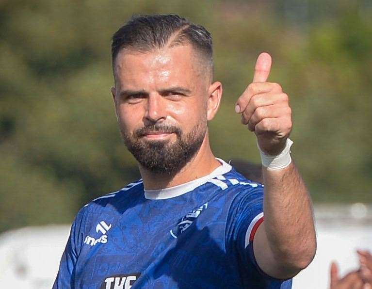 Player-manager Ben Greenhalgh - was disappointed disappointed Margate didn’t win their Thanet derby against Ramsgate, which finished 2-2 on Boxing Day. Picture: Stuart Watson