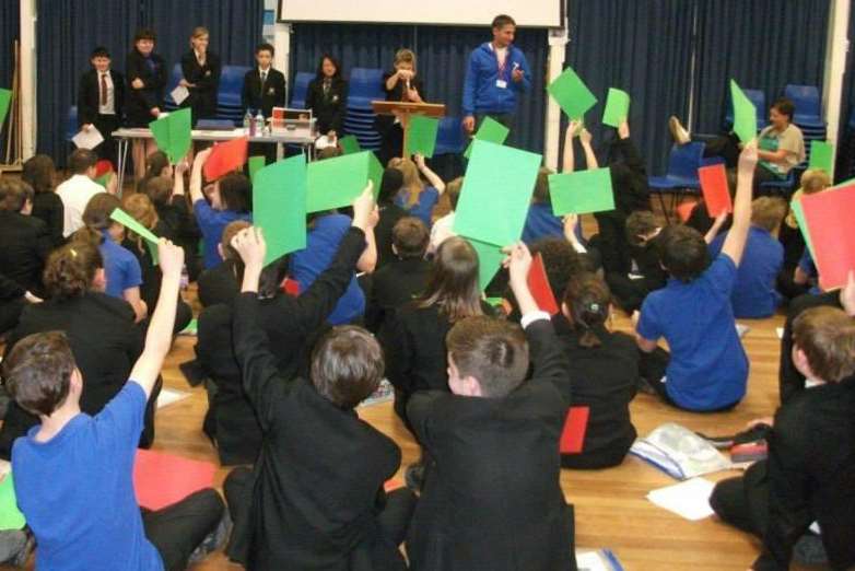 The 7Billion Ideas team visit schools to get people debating motions