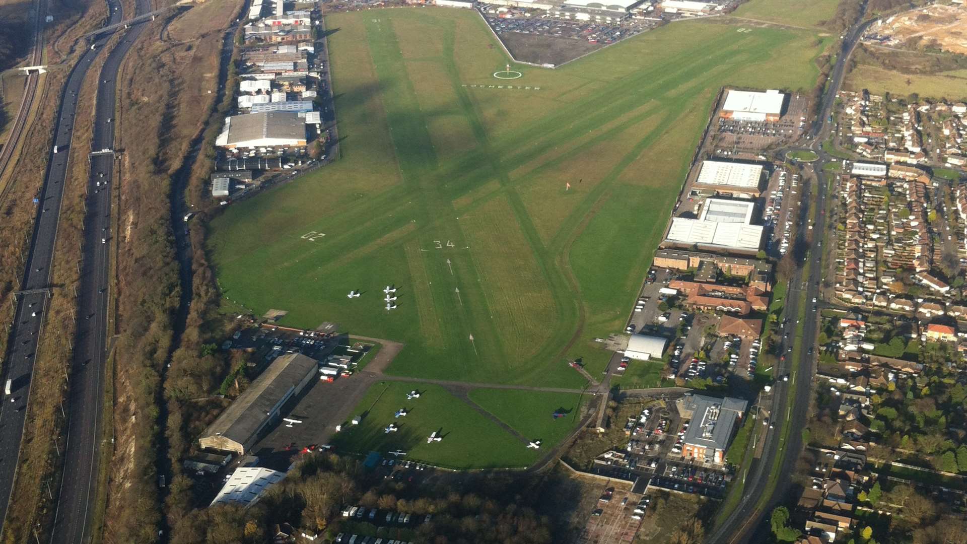 An aerial shot of Rochester Airport