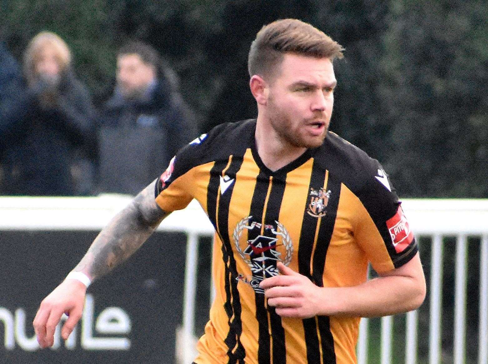 Folkestone Invicta's Jack Jebb - found the target against Bognor. Picture: Randolph File