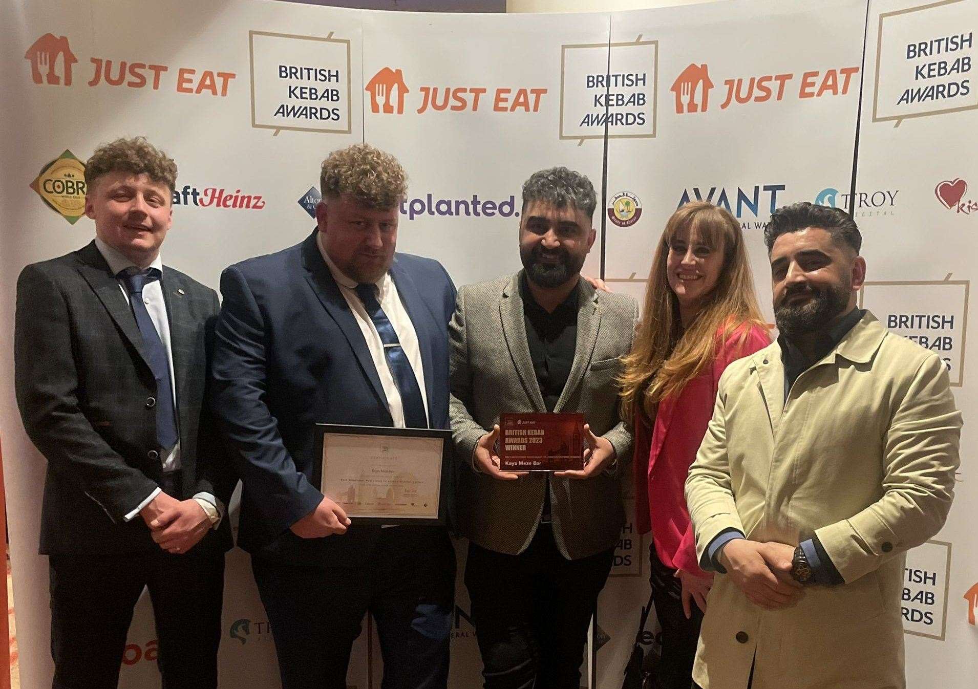 Kaya Meze Bar, from Rochester High Street, pictured with Rochester MP Kelly Tollhurst, scooped an award at the British Kebab Awards. Picture: Kelly Tollhurst
