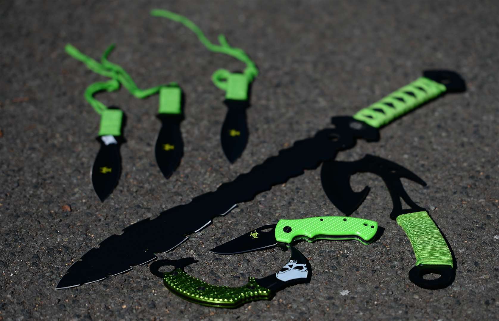 Plans are in place to ban the sale of zombie knives, like these previously seized by West Midlands Police (Joe Giddens/PA)