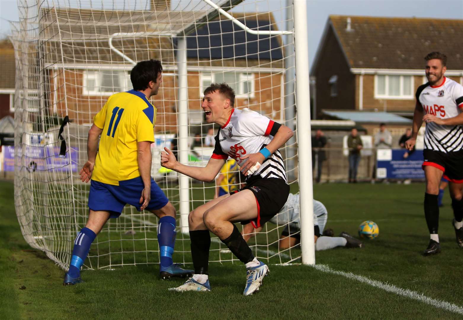 Ben Chapman celebrates Deal's opening goal. Picture: Paul Willmott