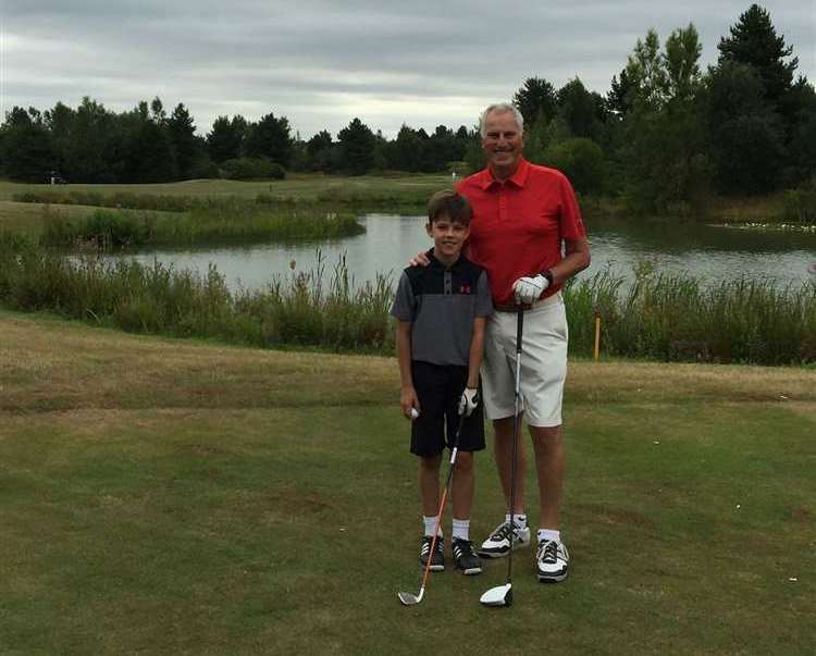 A young Jack Clemence with his grandfather Ray Clemence at a golf course. Picture: Jack Clemence