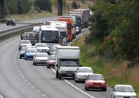 The crash caused long tailbacks for motorists. Picture: MIKE SMITH