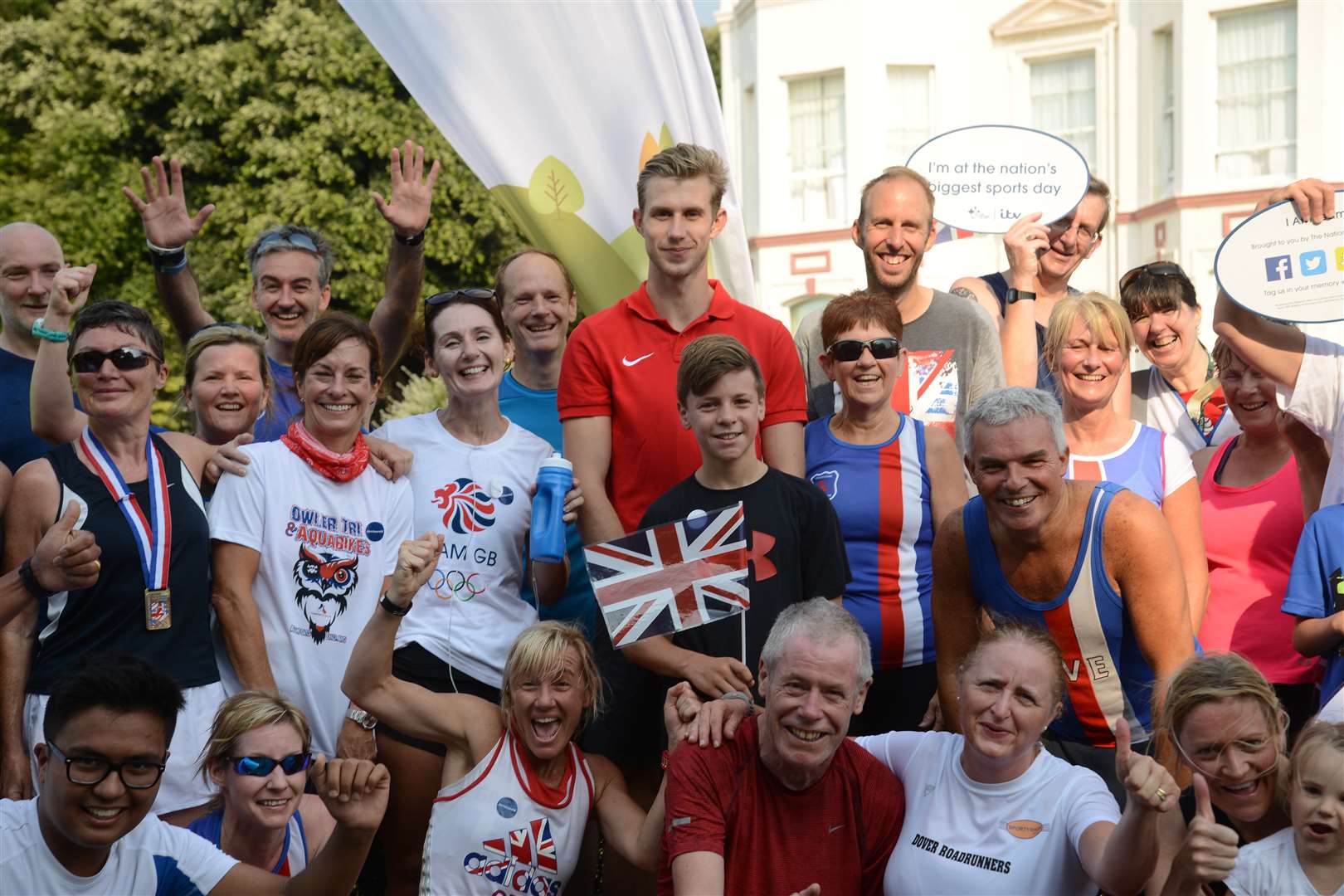 Olympic hurdler Jack Green with runners at Folkestone ParkRun for the IAmTeamGB day. Picture: Gary Browne