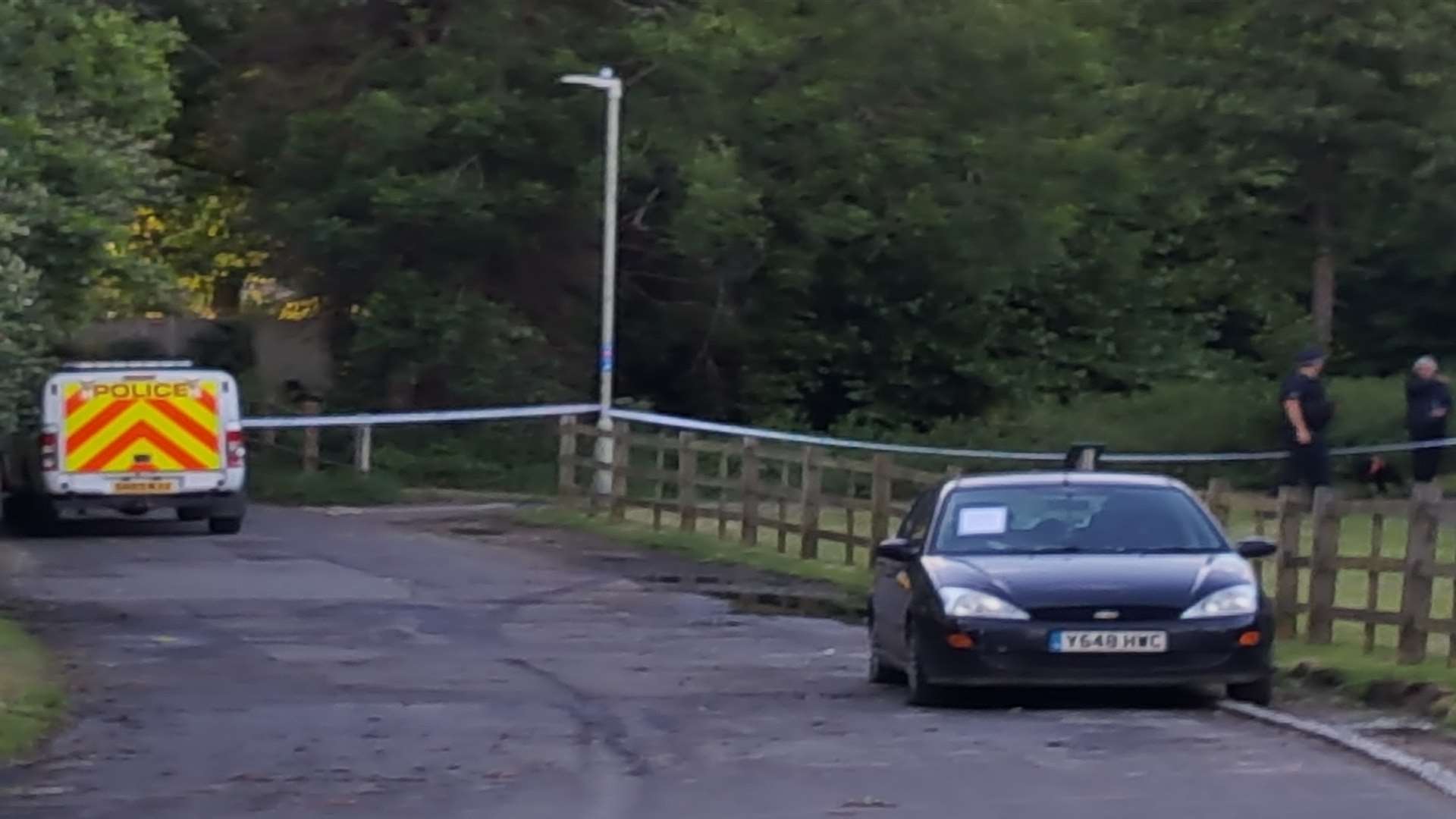 Police have cordoned off Bucksford Lane after the shell was brought back to shore