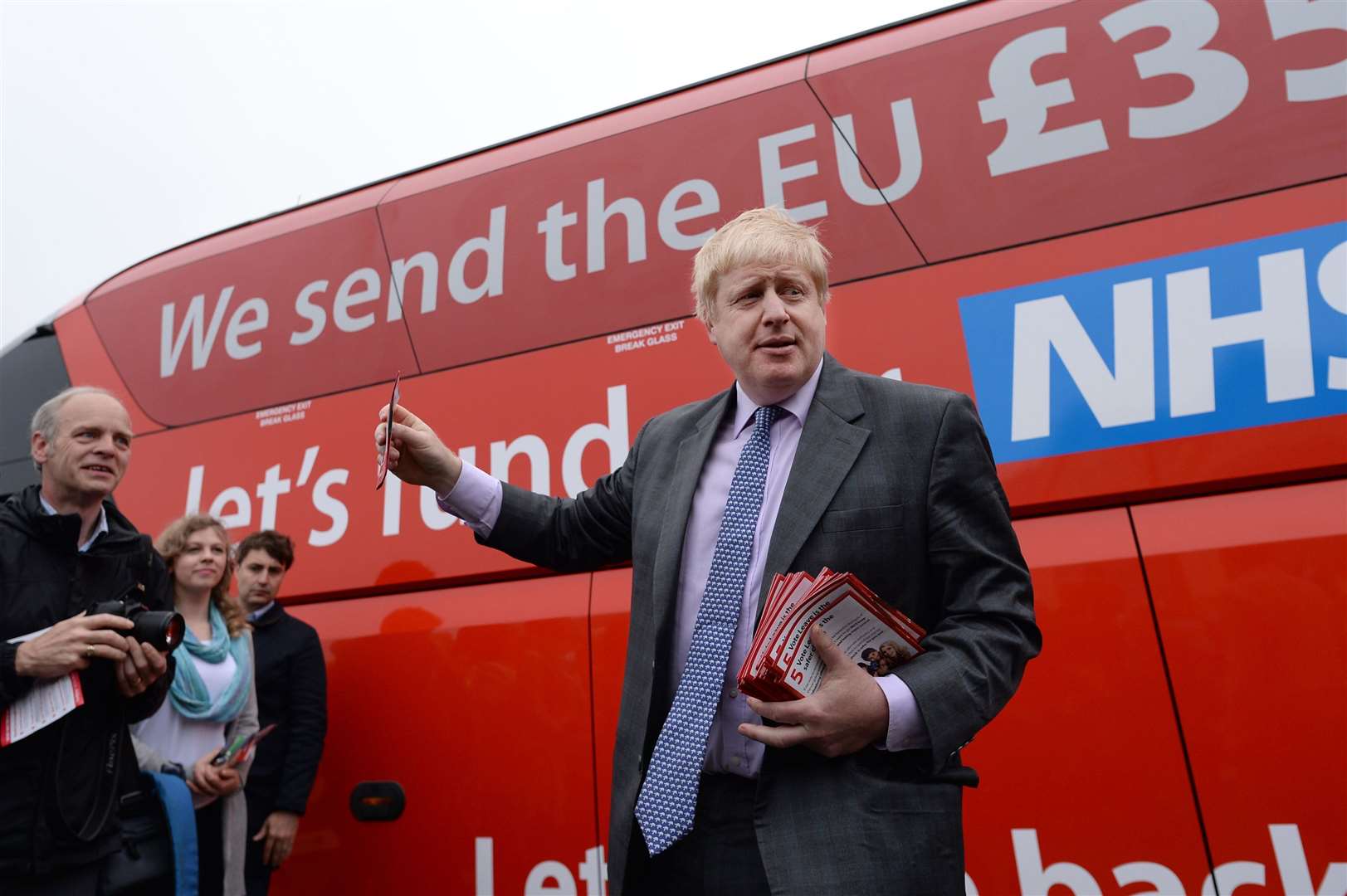 Boris Johnson with the Vote Leave campaign bus (Stefan Rousseau/PA)