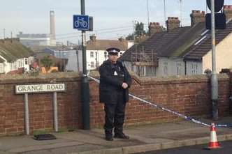 Police near the scene of a hit and run in January