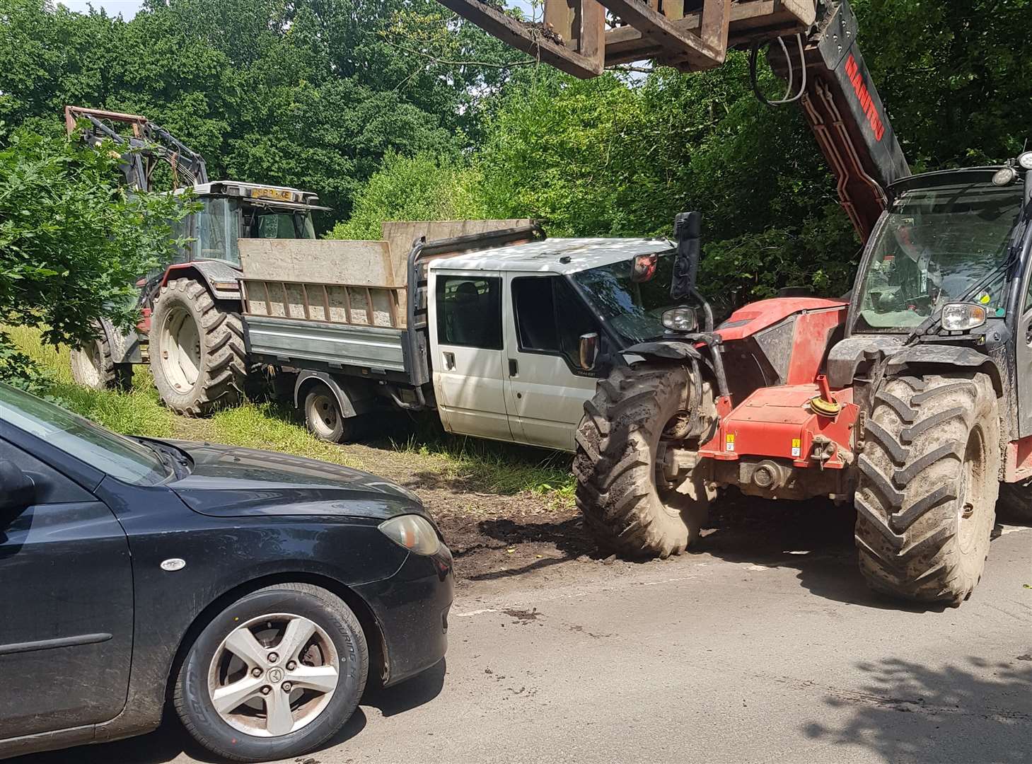 A fly-tippers' van was blocked in by farmers at Harvel Farm last month Picture supplied by Trevor Jones