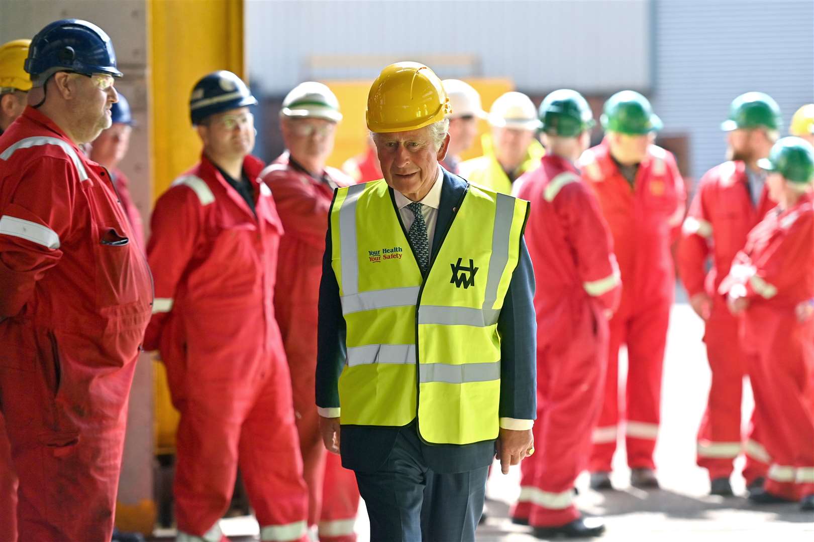 The Prince of Wales during a visit to Harland & Wolff (Samir Hussein/PA)