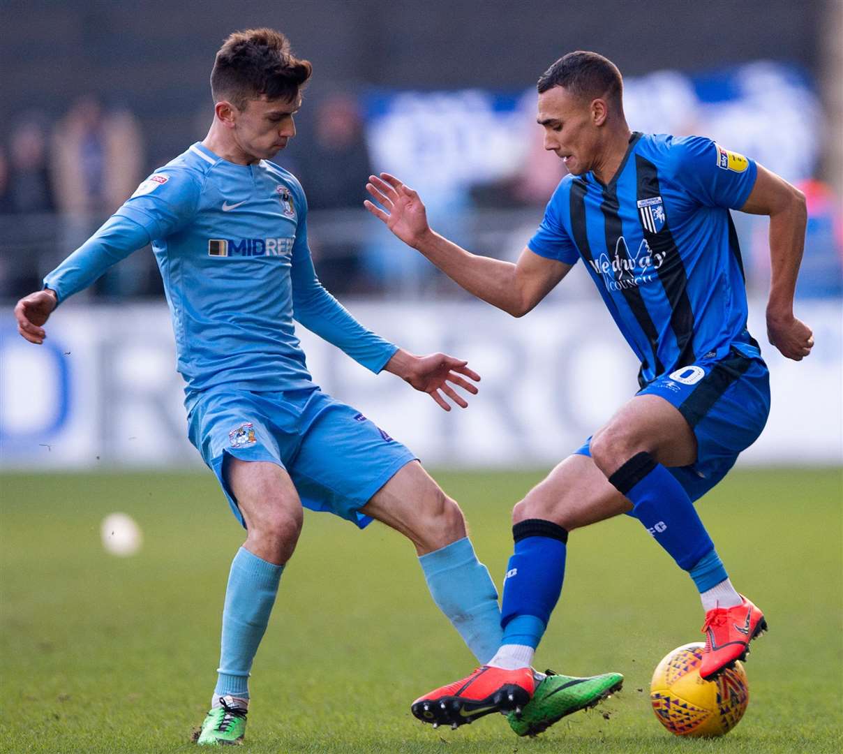 Graham Burke, right, has joined Gills on loan until the end of the season Picture: Ady Kerry