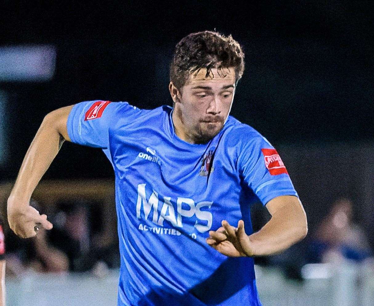 Billy Munday - got a second-half hat-trick in the Hoops’ big 6-1 Kent Senior Cup win at home to Sittingbourne last Tuesday. Picture: Helen Cooper