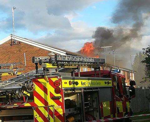 Smoke billowing from the scene of the fire