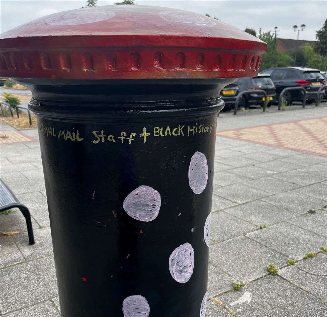 The postbox in Temple Square has been painted black in apparent honour of Black History Month and 'Royal Mail staff'