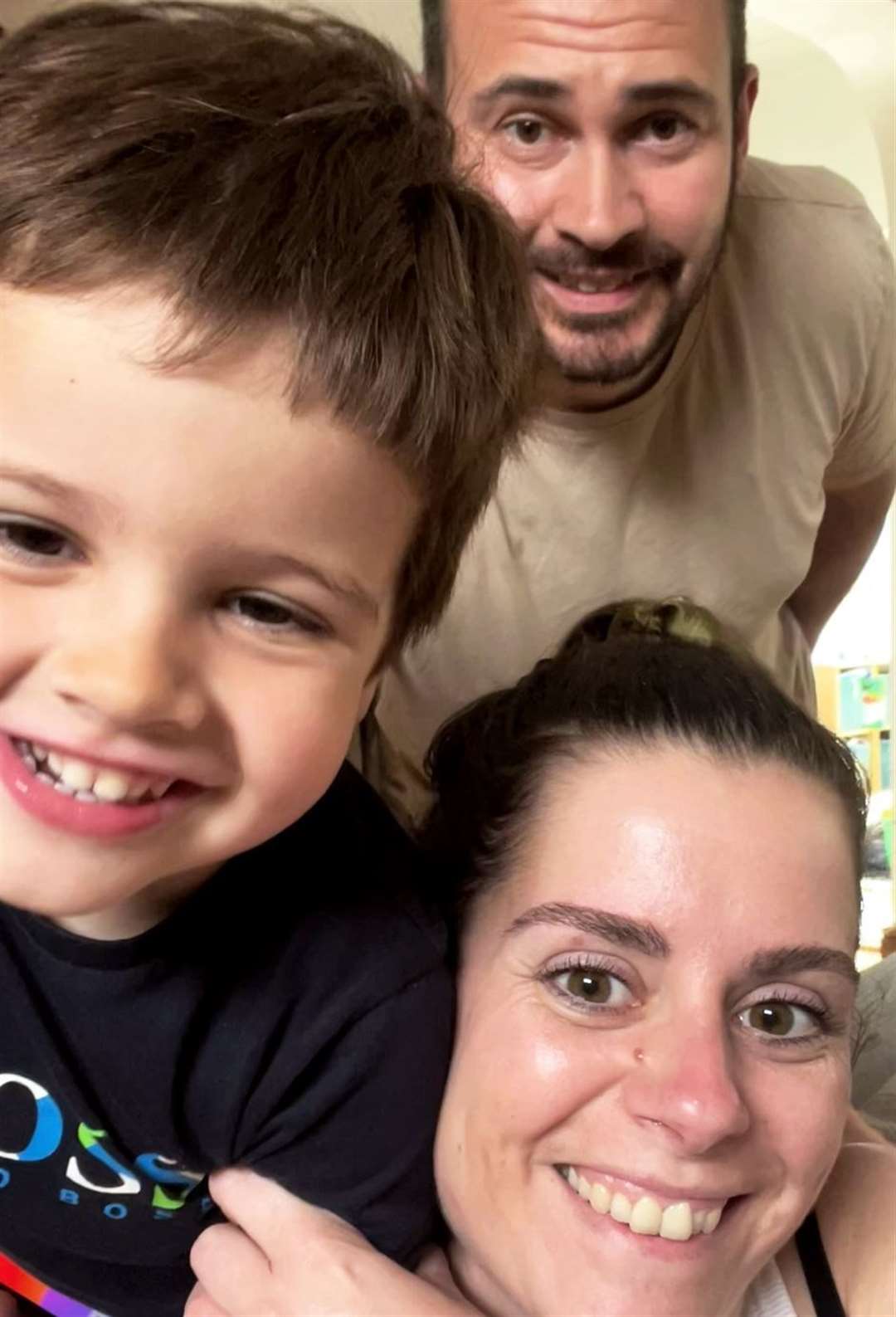 Emily and her family, partner Luke and their son Jack