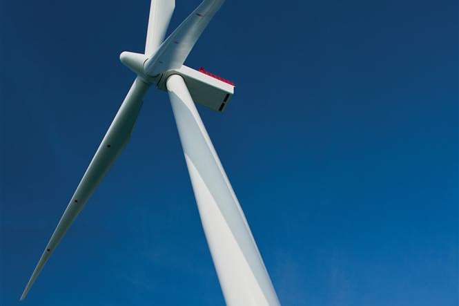 One of 175 wind turbines that make up Phase 1 of the London Array wind farm off north Kent