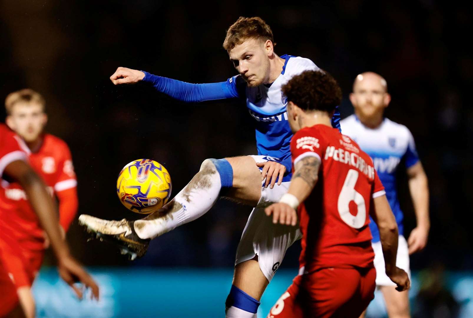 Action from Gillingham’s game against Swindon. Picture: @Julian_KPI