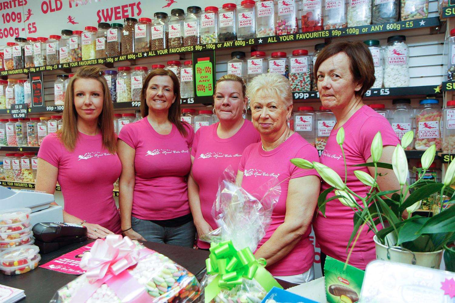 Shop manager Sarah-Jayne Heuerman, owner Amaya Knock, Nicky Ford, Jan Powell and Elizabeth Farmer