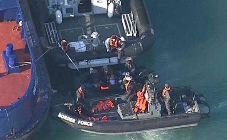 Border Force bring in a boat full of asylum seekers. Photo: Sky News