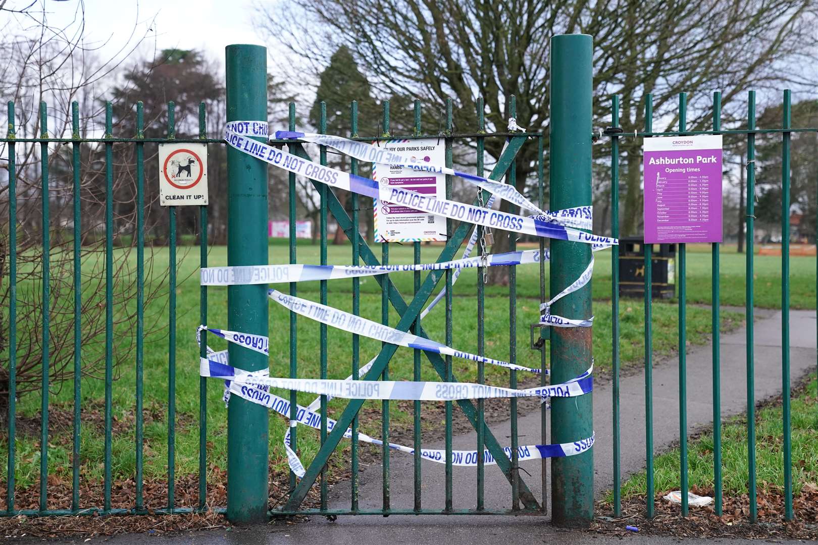 Police activity at Ashburton Park, Croydon, south London, following the first stabbing (Kirsty O’Connor/PA)