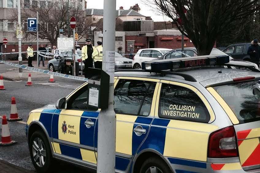 A collision investigation car arrived at the scene shortly after the incident