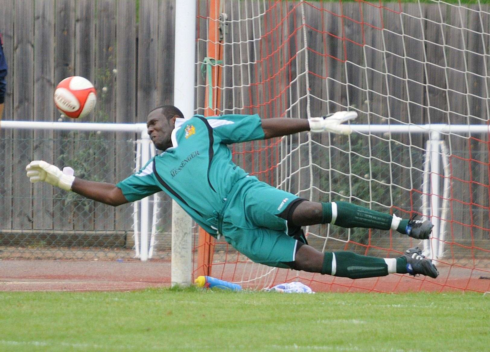 Kelvin Jack makes a flying save during his days in non-league with Maidstone Picture: Steve Terrell