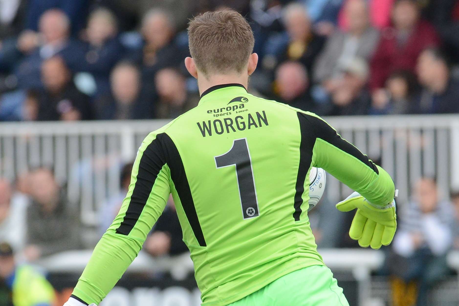 Visiting keeper Jonny Maxted had to borrow a jersey from Stones' No.1 Lee Worgan due to a colour clash Picture: Gary Browne