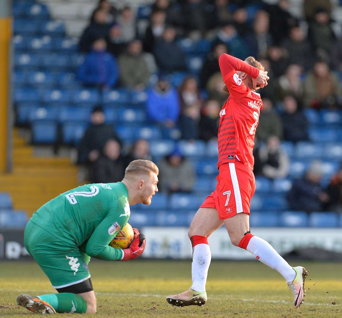 Home keeper Connor Ripley called into action during the second half Picture: Ady Kerry