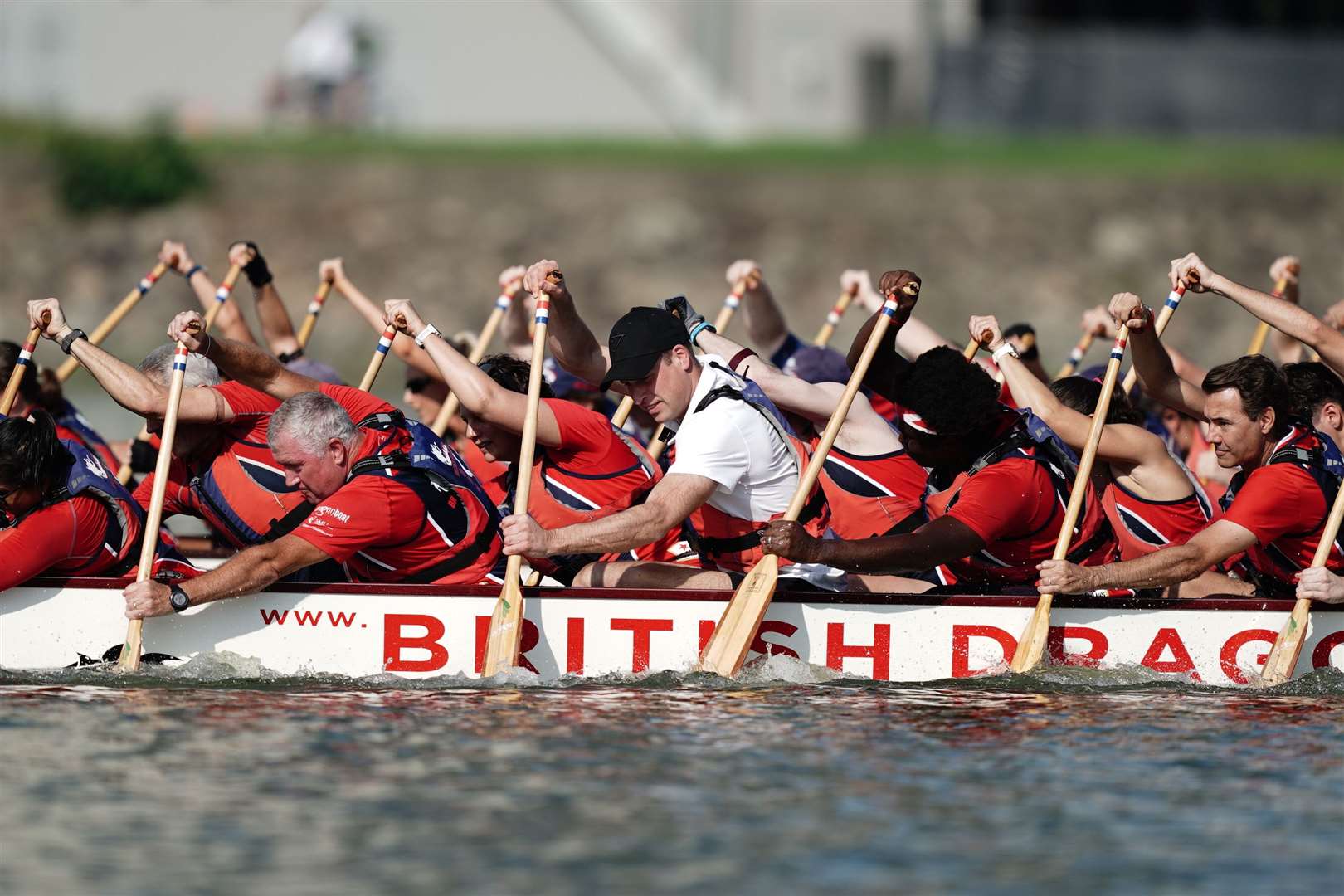 The Prince of Wales takes part in dragon boating in Singapore (Jordan Pettitt/PA)