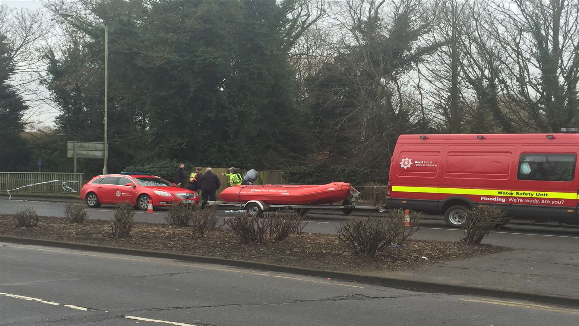 An inflatable craft is lowered into the water and the body was later retrieved