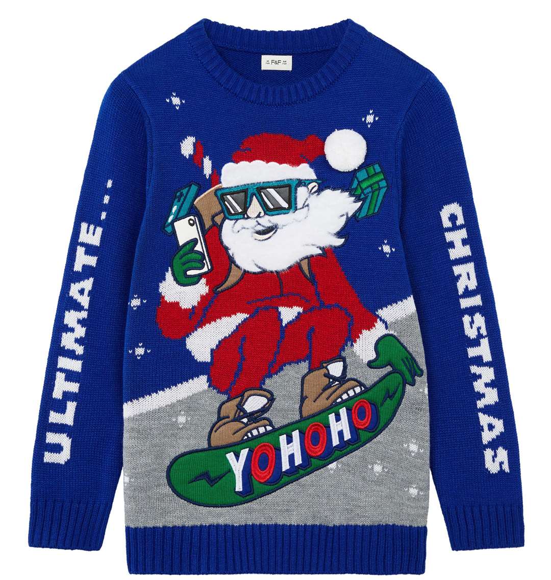 Snowboarding Santa Jumper, £12, from F&F