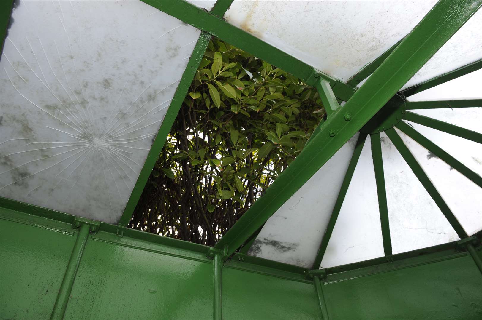 Damage at the tram shelter