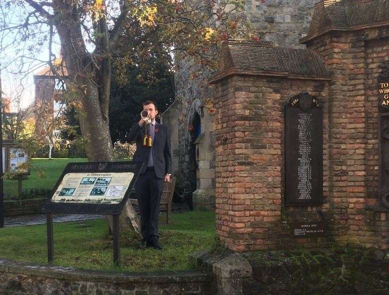 On the final stroke of eleven a bugler played The Last Post in Sandwich