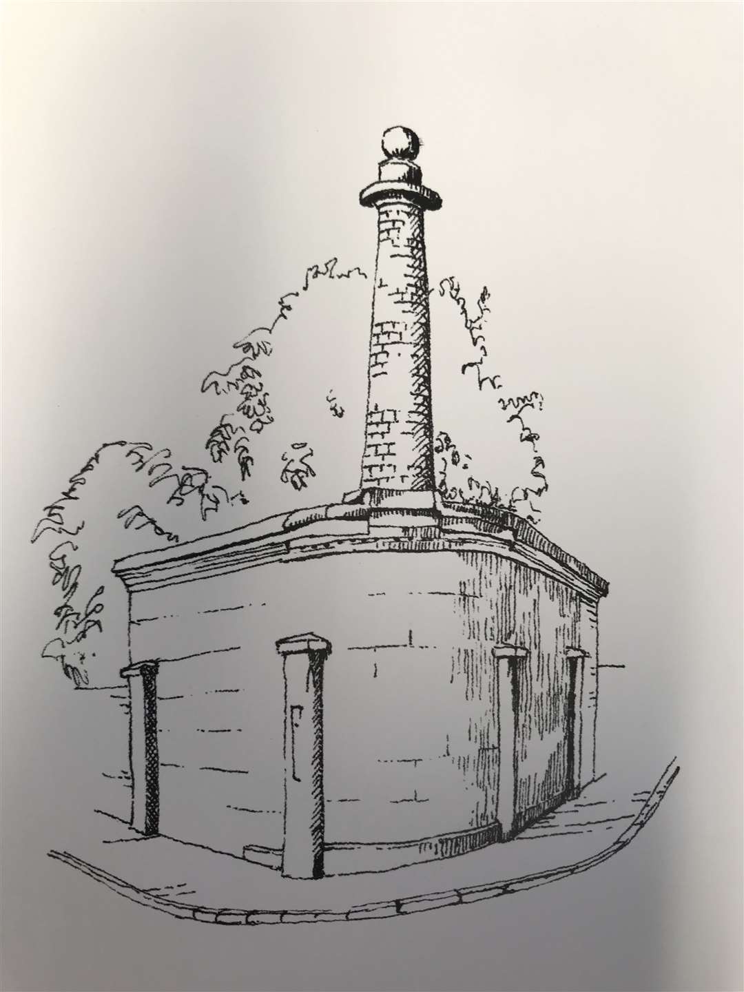 A sketch of Treanor's watchtower from 'Deal & Walmer - A celebration' by Tom Burnham and Gregory Holyoake