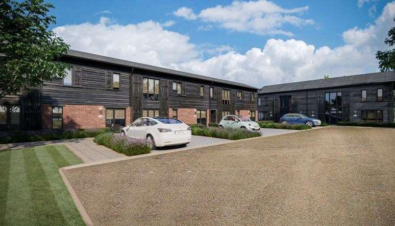 The developer's CGI of the new terraced homes at Little Dene