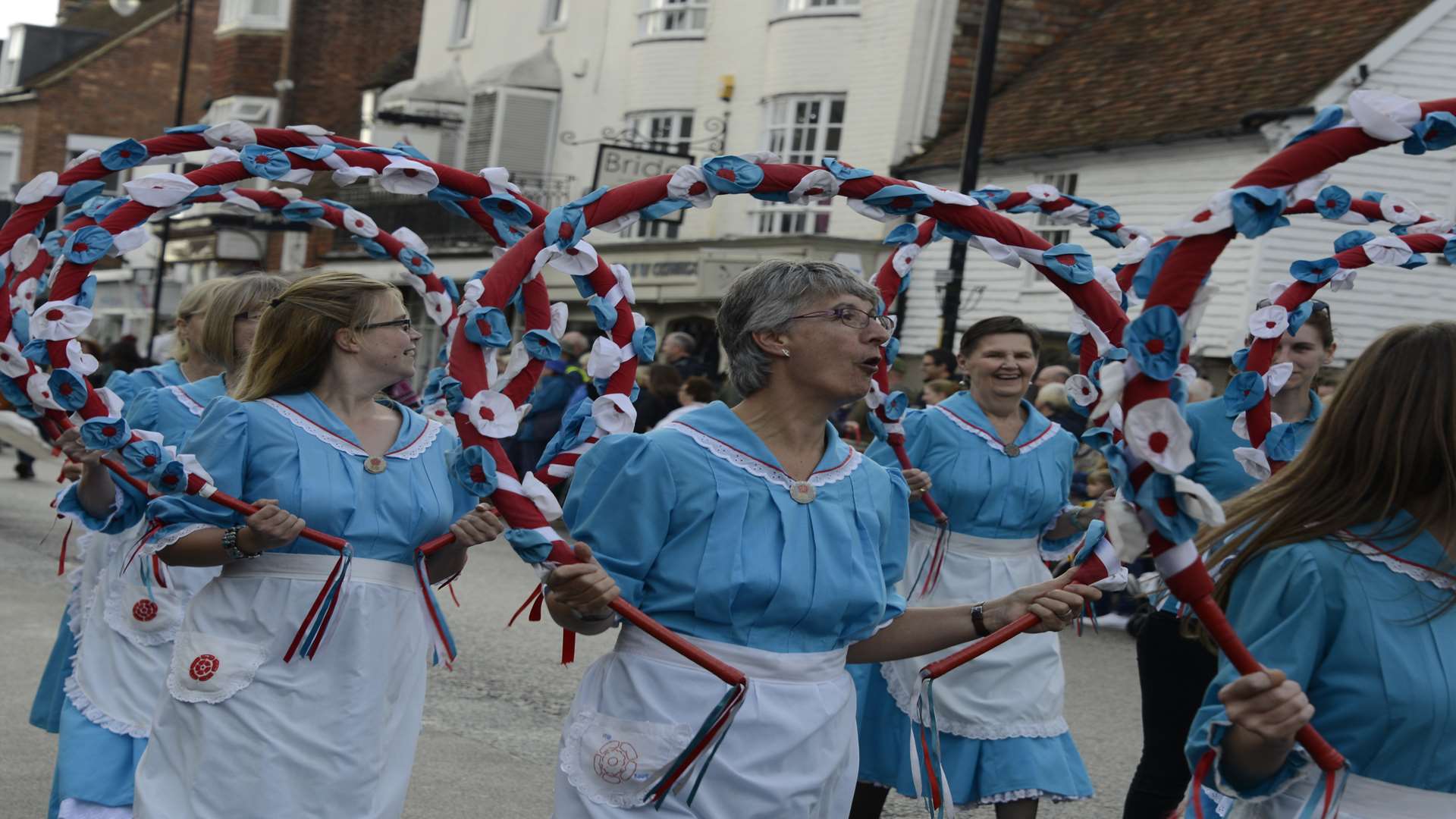 Minden Rose morris on parade at Tenterden Folk Festival