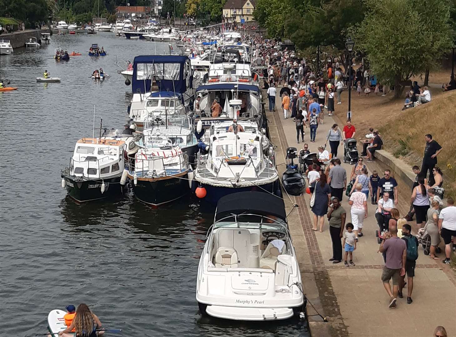 Boats moored up on the River Medway for the festival