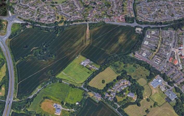 The location of a proposed housing scheme, with the A20 to the north and the A228 to the east. Picture: Google Earth