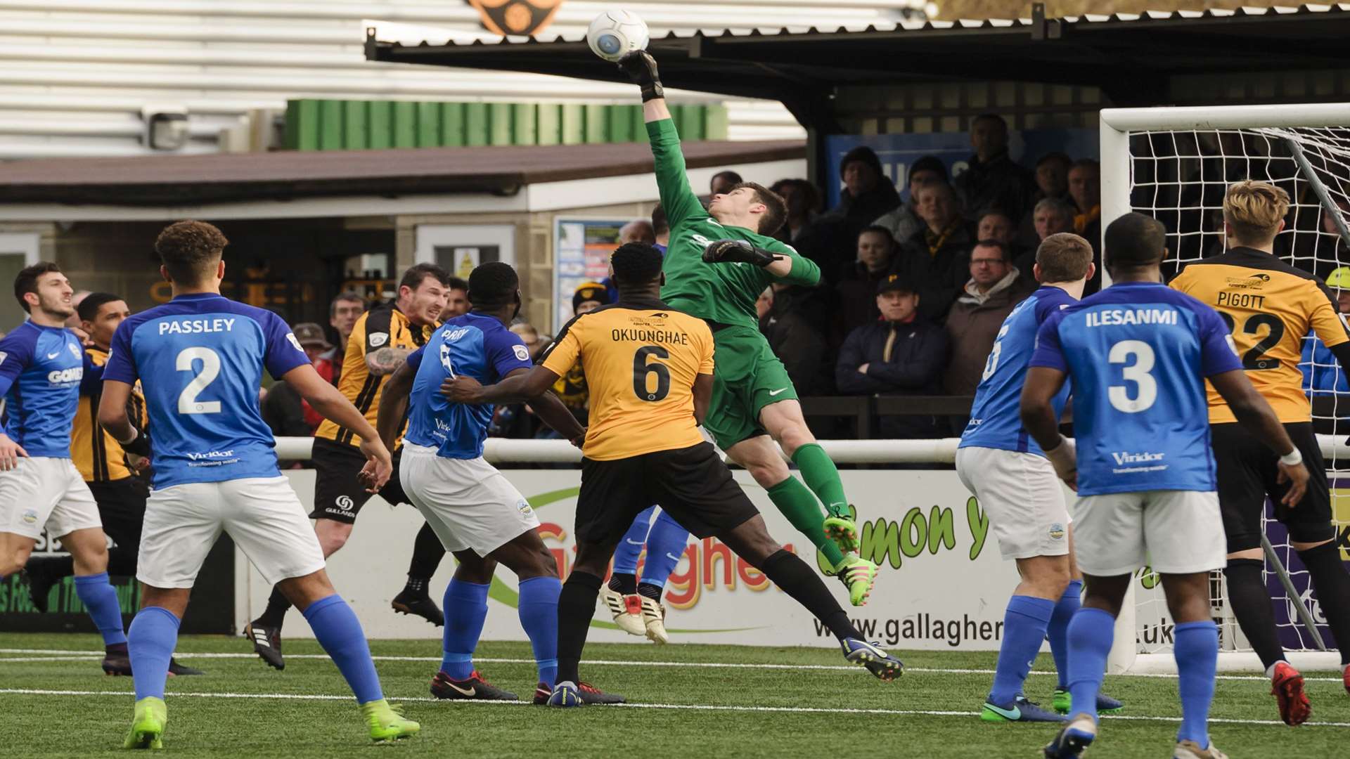 Stones ask questions of Dover keeper Mitch Walker Picture: Andy Payton