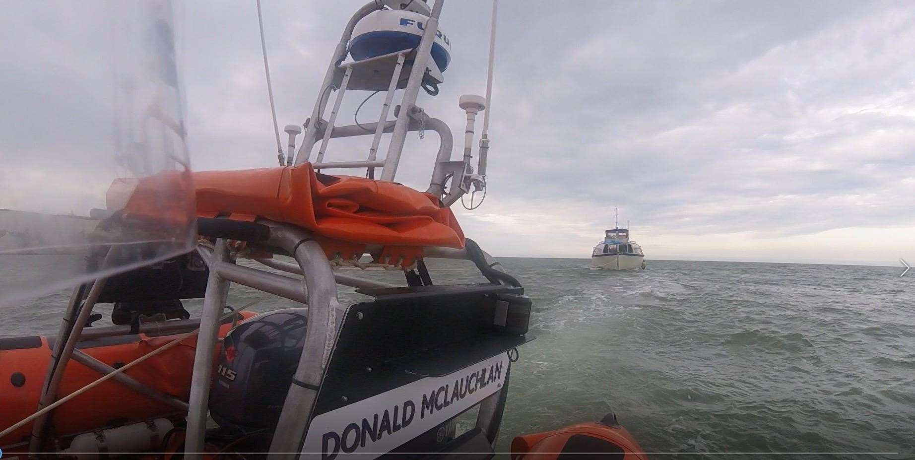 Walmer Lifeboat responded to a 50 ft vessel with three people on board one mile east of the lifeboat station. Picture Chris Winslade