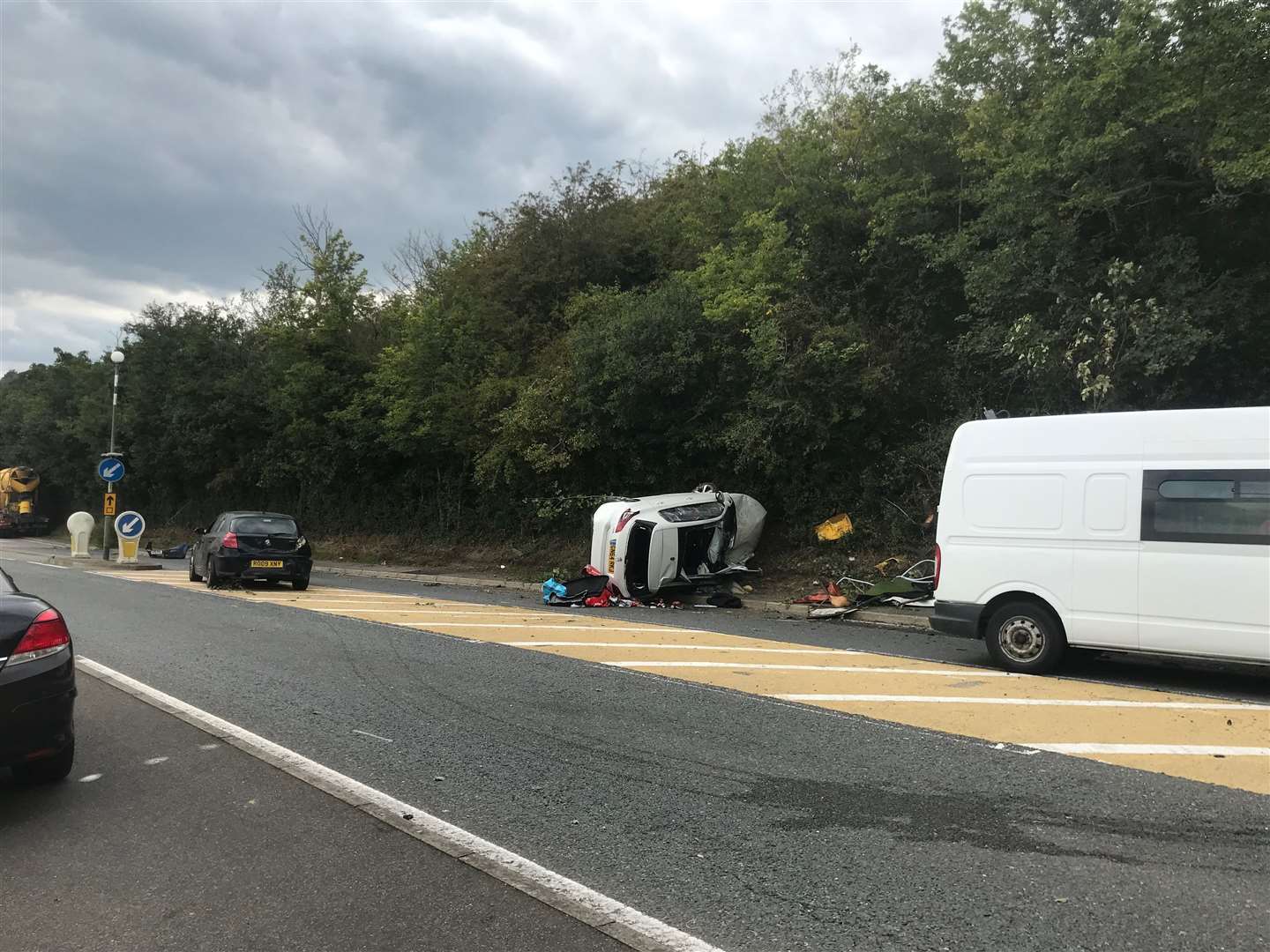 Firefighters were called to rescue one person trapped inside a car and cut the roof off the vehicle following the crash in Cuxton