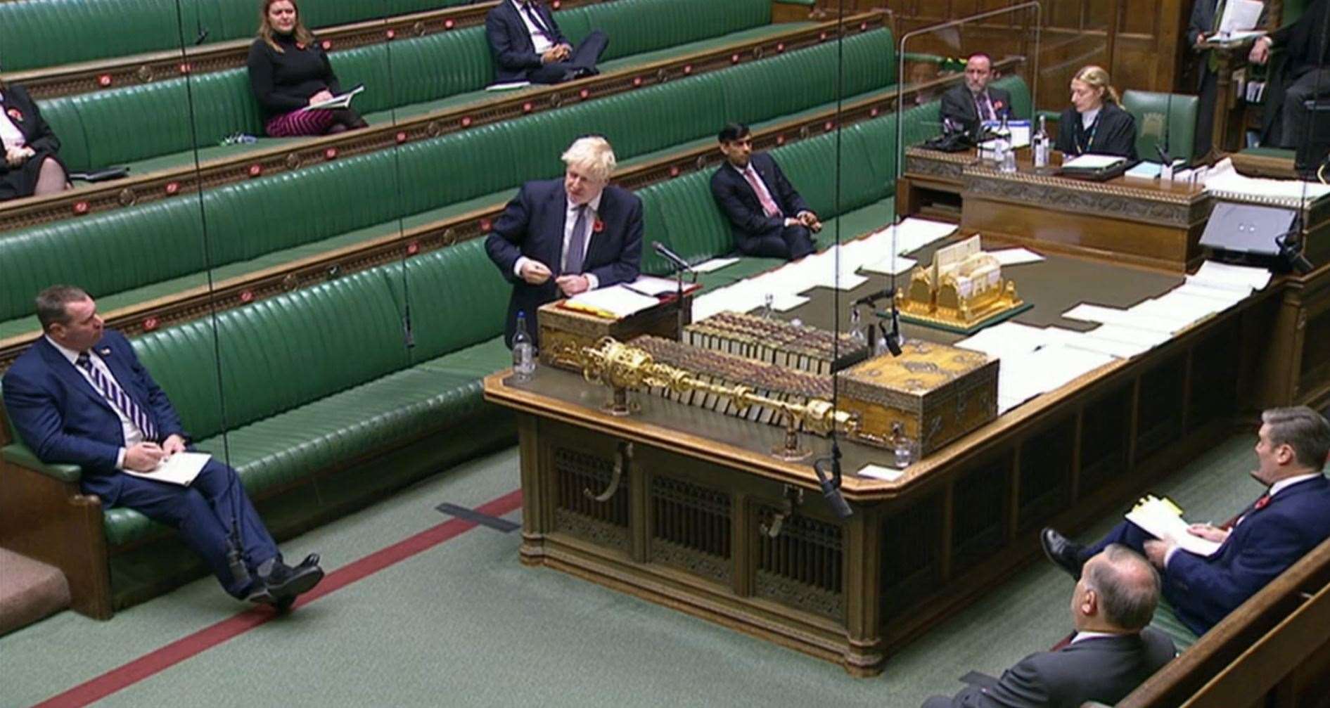 Prime Minister Boris Johnson left the Commons shortly after his predecessor, Theresa May, got up to speak (House of Commons/PA)