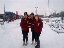 Pupils from St Simon Stock in the snow