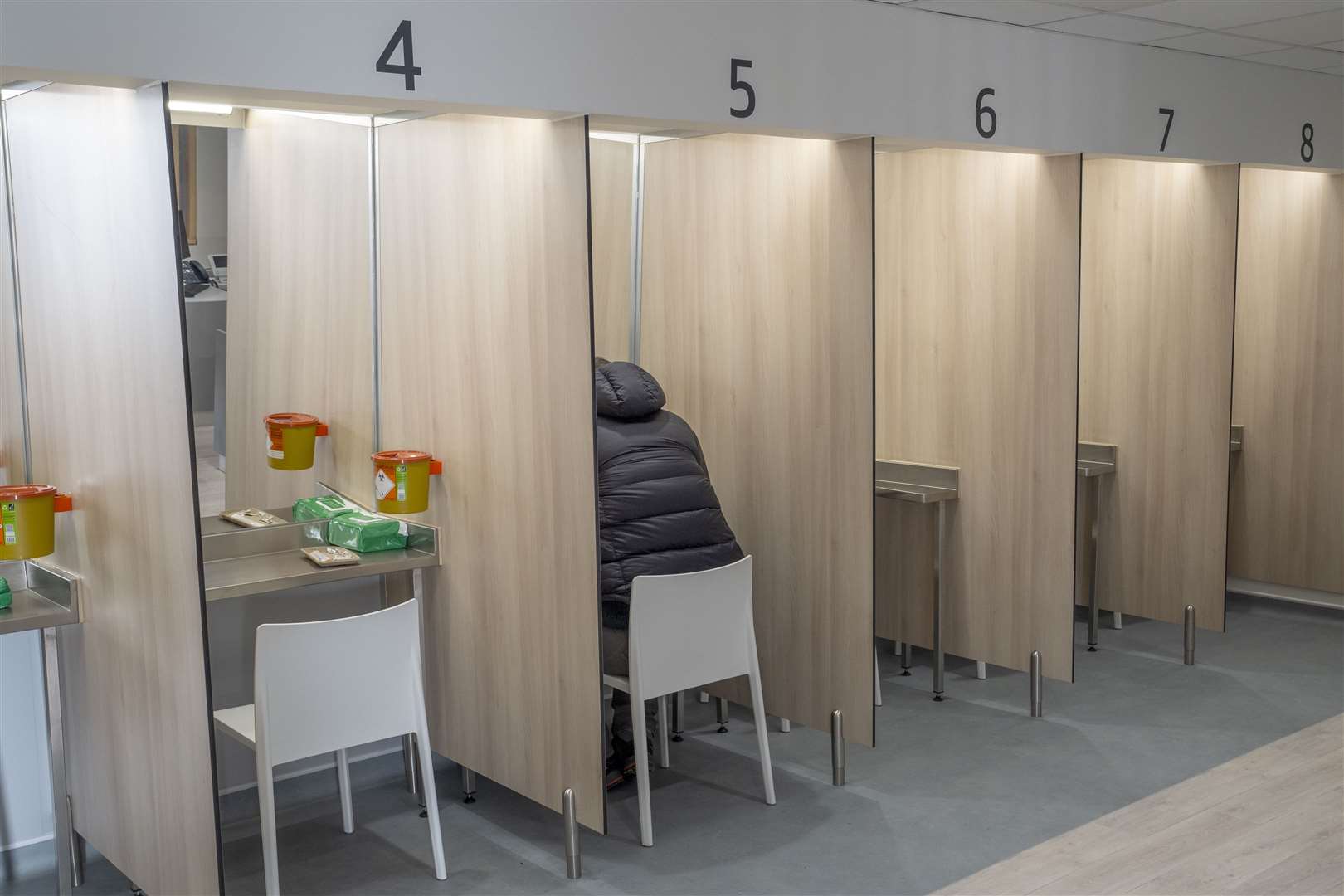 Injection bay areas within the new safe drug consumption centre (Jane Barlow/PA)