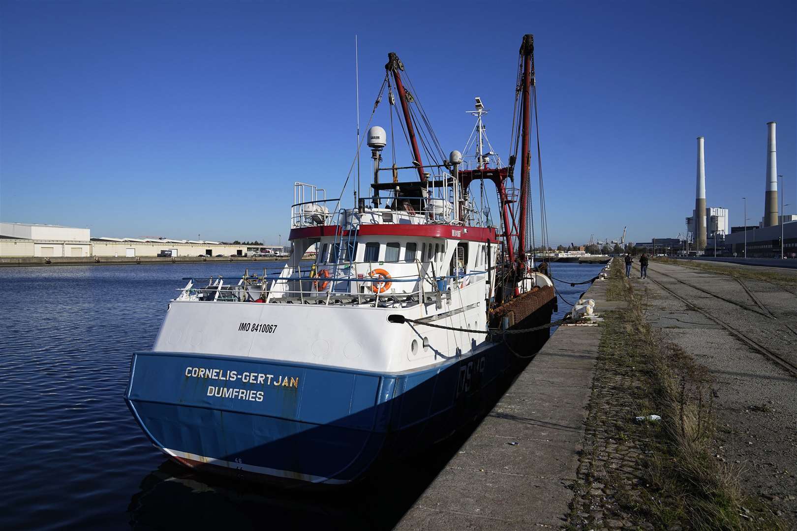 Andrew Brown, head of public affairs for MacDuff Shellfish, which owns the vessel, said that despite the situation the fishermen’s spirits remained good. (AP Photo/Michel Euler)