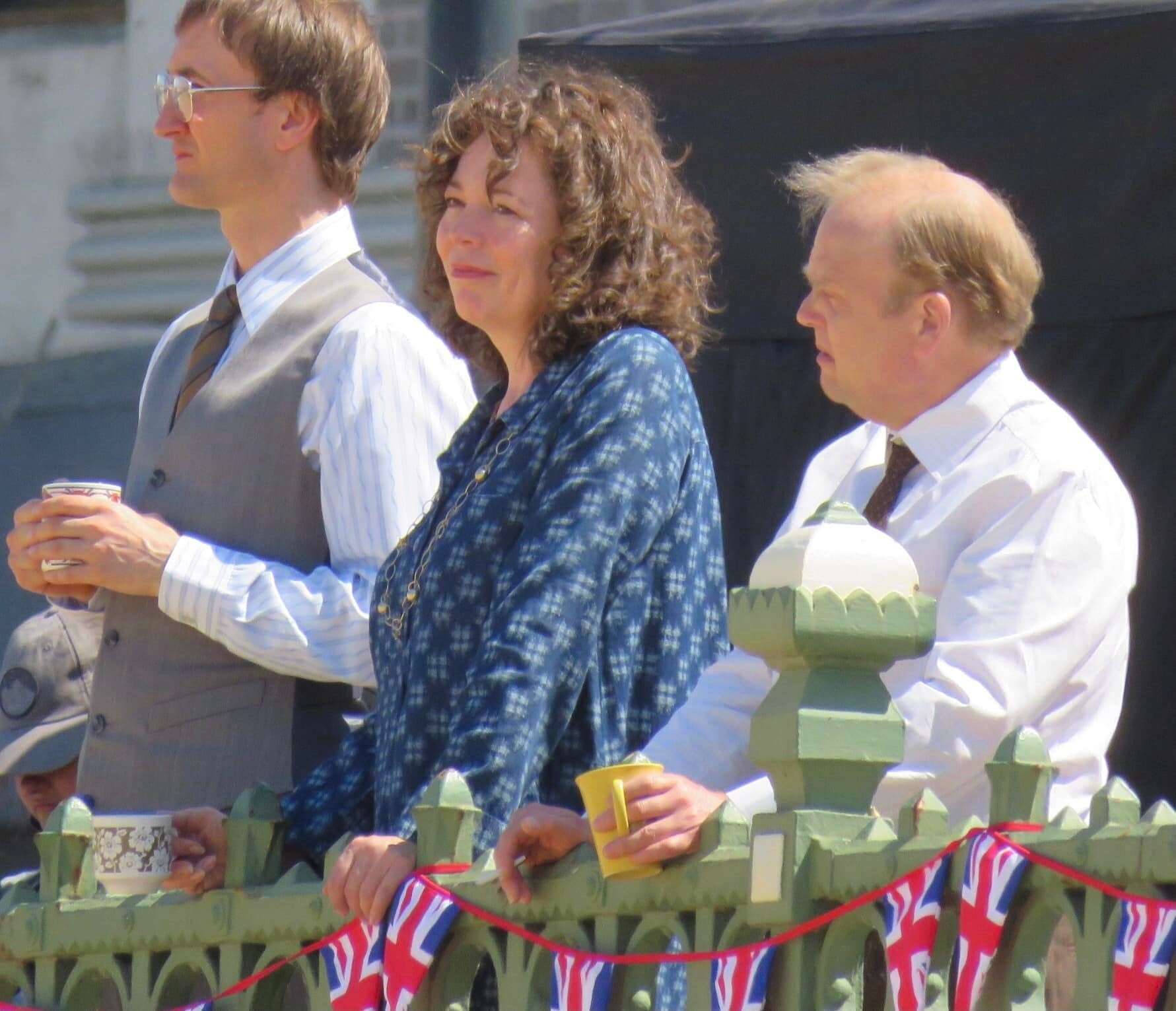 Tom Brooke, Olivia Colman and Toby Jones on Margate seafront as filming for Empire of Light finished in May. Picture: Roberto Fabiani