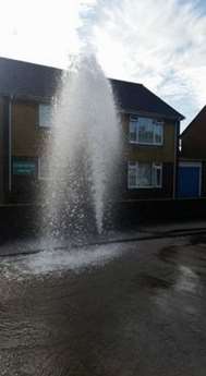 Delane Road, Deal was awash with water this morning when a pipe burst in the street. Picture Samantha Broadhurst