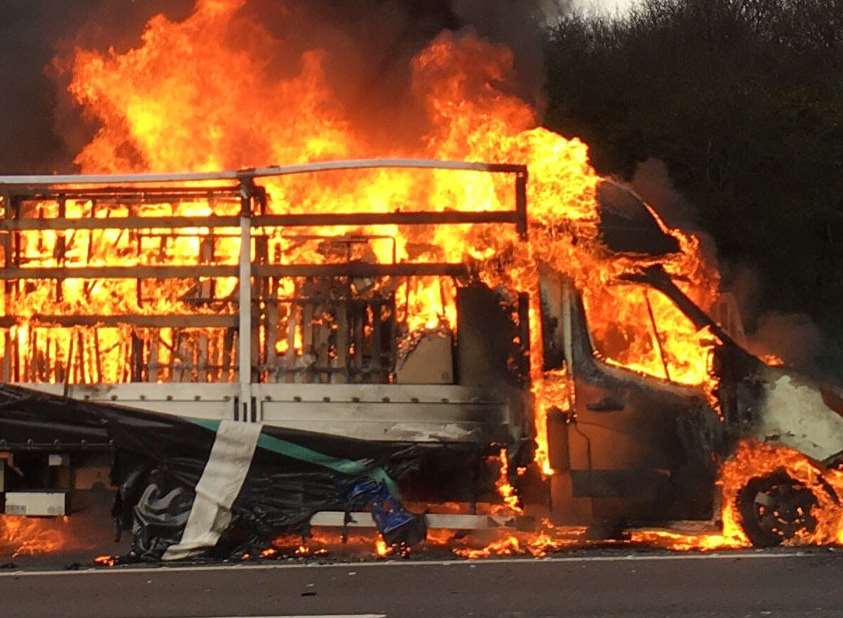 The van is thought to have been carrying beds