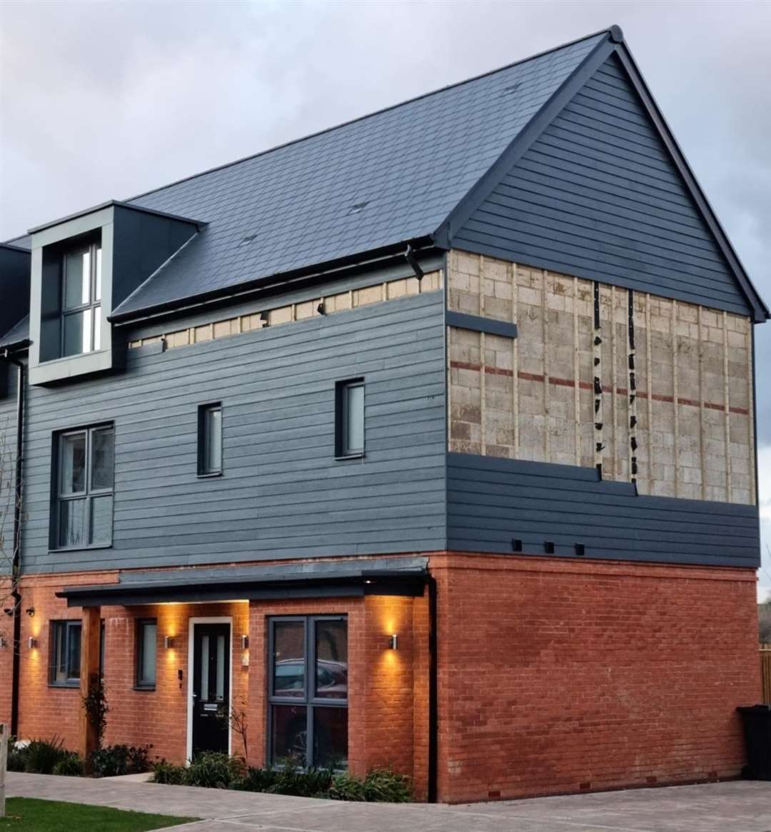 Some homes at Chilmington Lakes have lost a lot of cladding